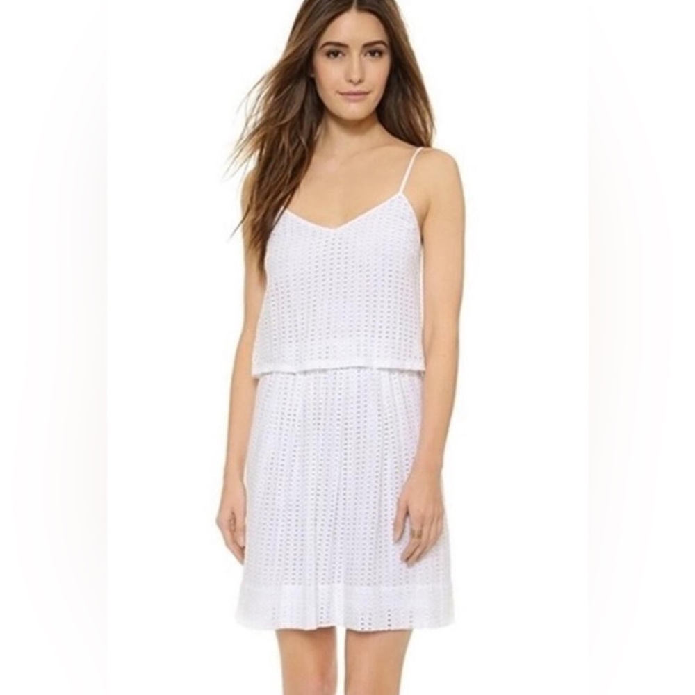 Like new! MADEWELL v neck tiered white eyelet dress w/ adjustable straps, size 2